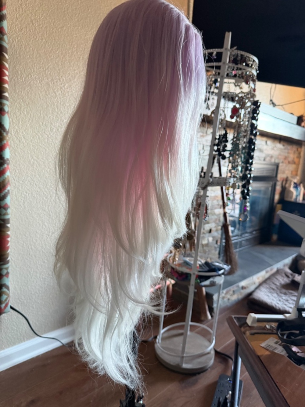 Rose Quartz Ombre Wig Pink White Waves- Fairy Cosplay Fantasy Mermaid Anime Pony - Picture 5 of 6